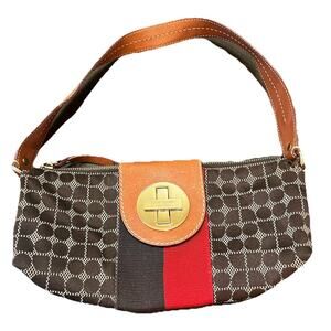 Kate Spade New York Purse Y2K Canvas Signature Logo Hobo Bag Turn Lock